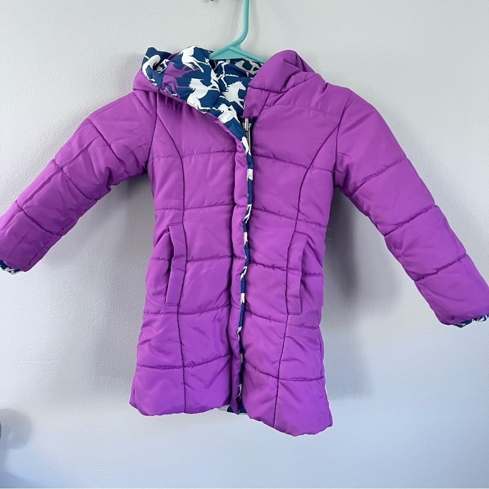Hatley reversible galloping horse print puffer coat size 3 - Picture 3 of 9